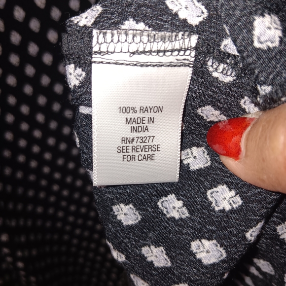 Croft & Barrow Black and White Polka Dot Blouse - Picture 7 of 8